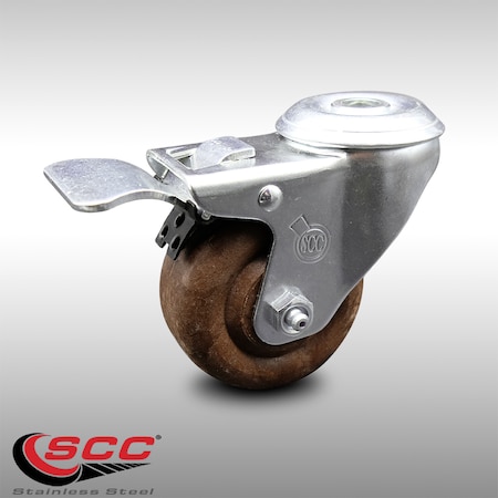 Service Caster 3.5 Inch SS High Temp Glass Filled Nylon Bolt Hole Caster with Total Lock Brake SCC-SSBHTTL20S3514-GFNSHT